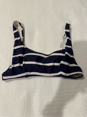 aerie Navy and White Striped Bikini Top
